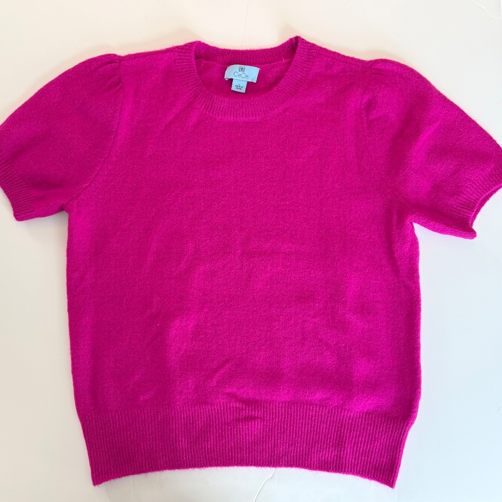 Hot Pink Short Sleeve Sweater